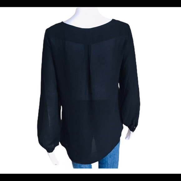 JOE FRESH Blouse/Top With Long Sleeves & Front Pocket Detail Black Size Small - Picture 3 of 8